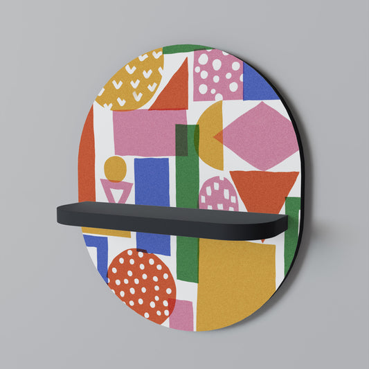 GEOMETRISK GLIMMER Oval konsthylla i svart finish