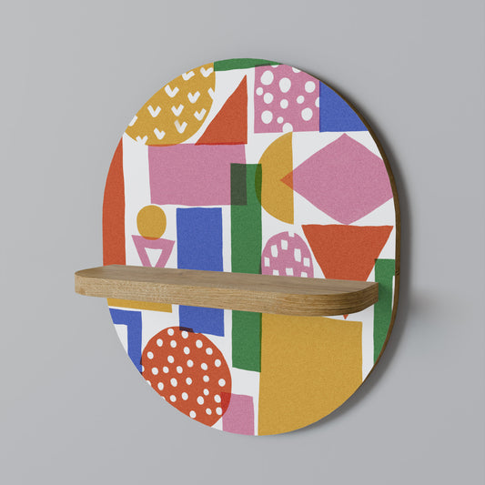 GEOMETRISK GLIMMER Oval konsthylla i ekeffekt