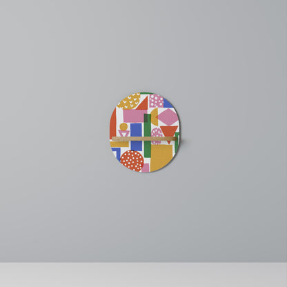 GEOMETRISK GLIMMER Oval konsthylla i ekeffekt