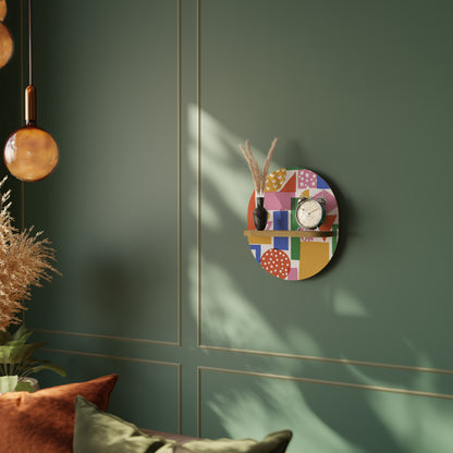 GEOMETRISK GLIMMER Oval konsthylla i ekeffekt