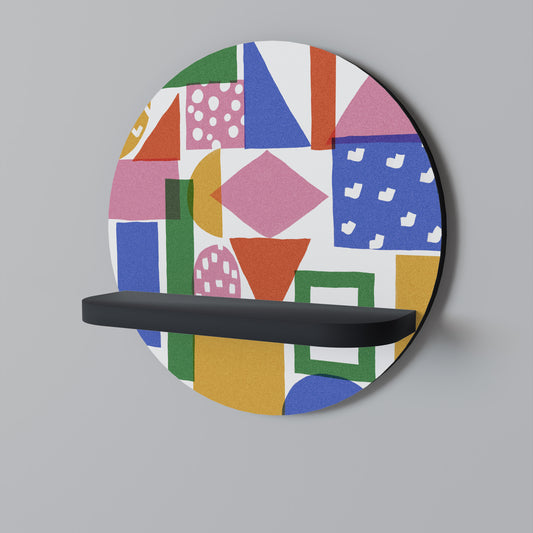GEOMETRISK GLIMMER Rund konsthylla i svart finish
