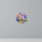 GEOMETRISK GLIMMER Rund konsthylla i svart finish