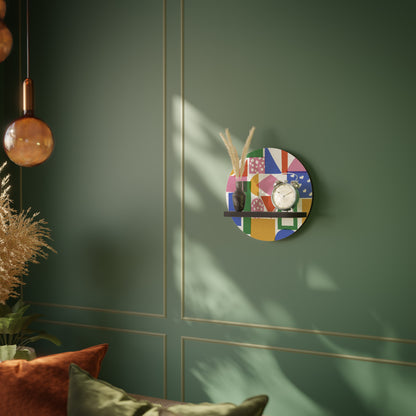 GEOMETRISK GLIMMER Rund konsthylla i svart finish