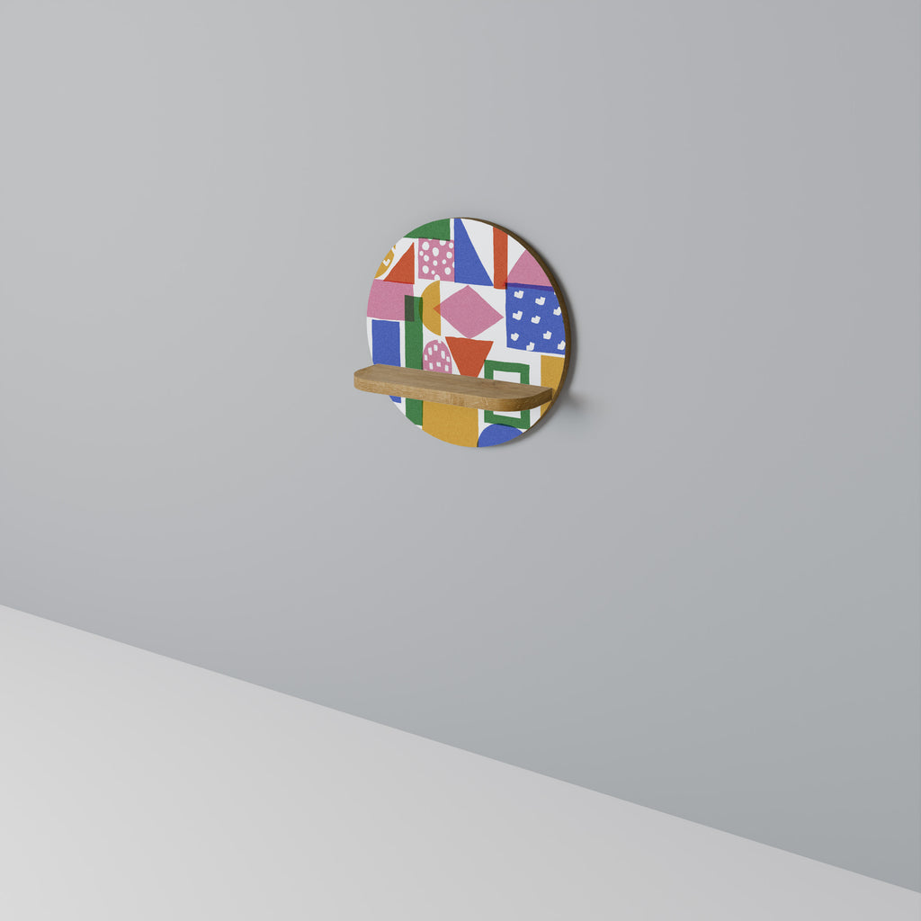 GEOMETRISK GLIMMER Rund konsthylla i ekeffekt