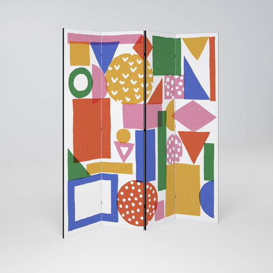 GEOMETRIC GLIMMER Decorative 4-Panel Room Divider