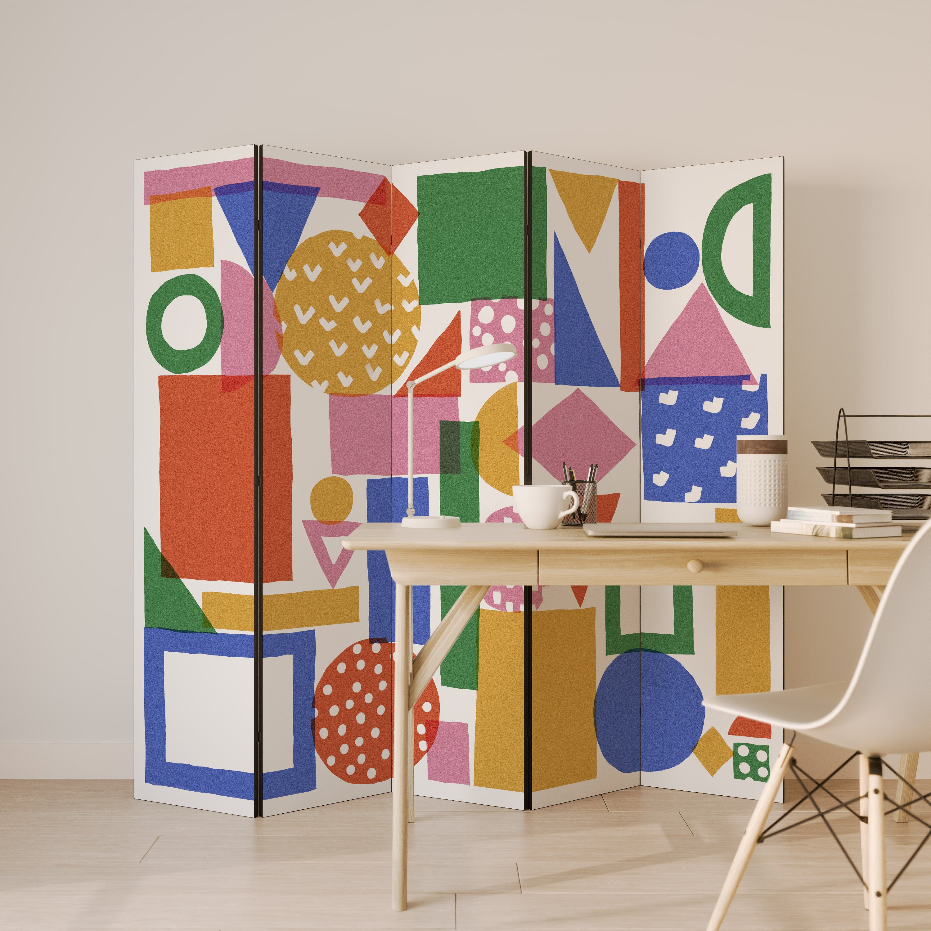 GEOMETRIC GLIMMER Dekorativ rumsavdelare – 5 paneler