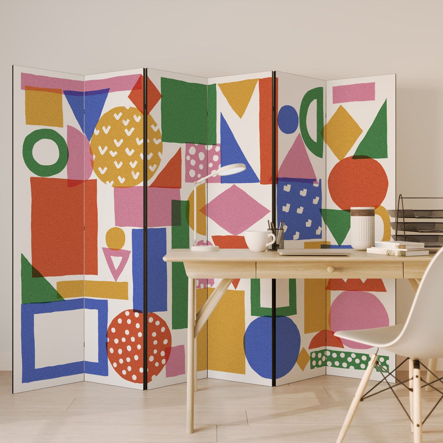 GEOMETRIC GLIMMER Decorative 6-Panel Room Divider