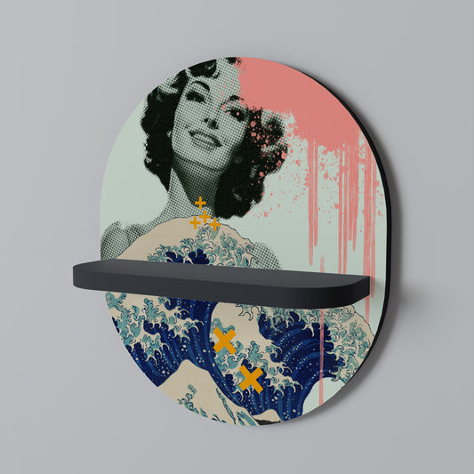 KANAGAWA BEAUTY Oval konsthylla i svart finish