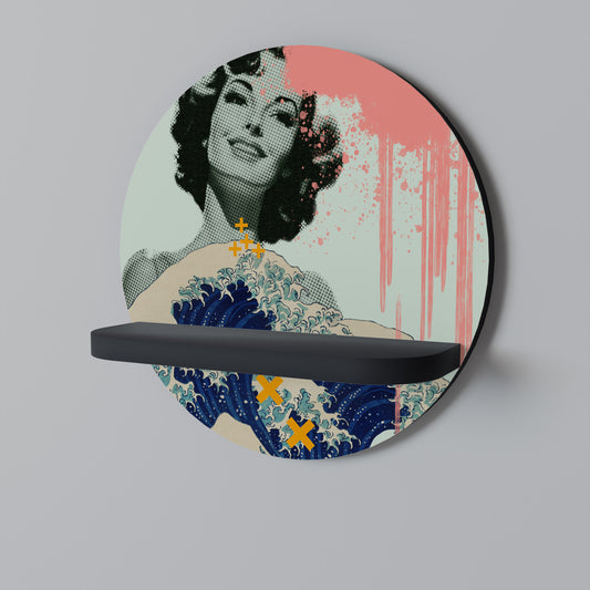 KANAGAWA BEAUTY Rund konsthylla i svart finish