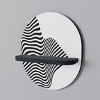 ILLUSIONARY FLOW Oval Art Shelf In Black Finish