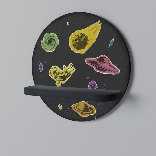 GALAXY MORSEL Rund konsthylla i svart finish