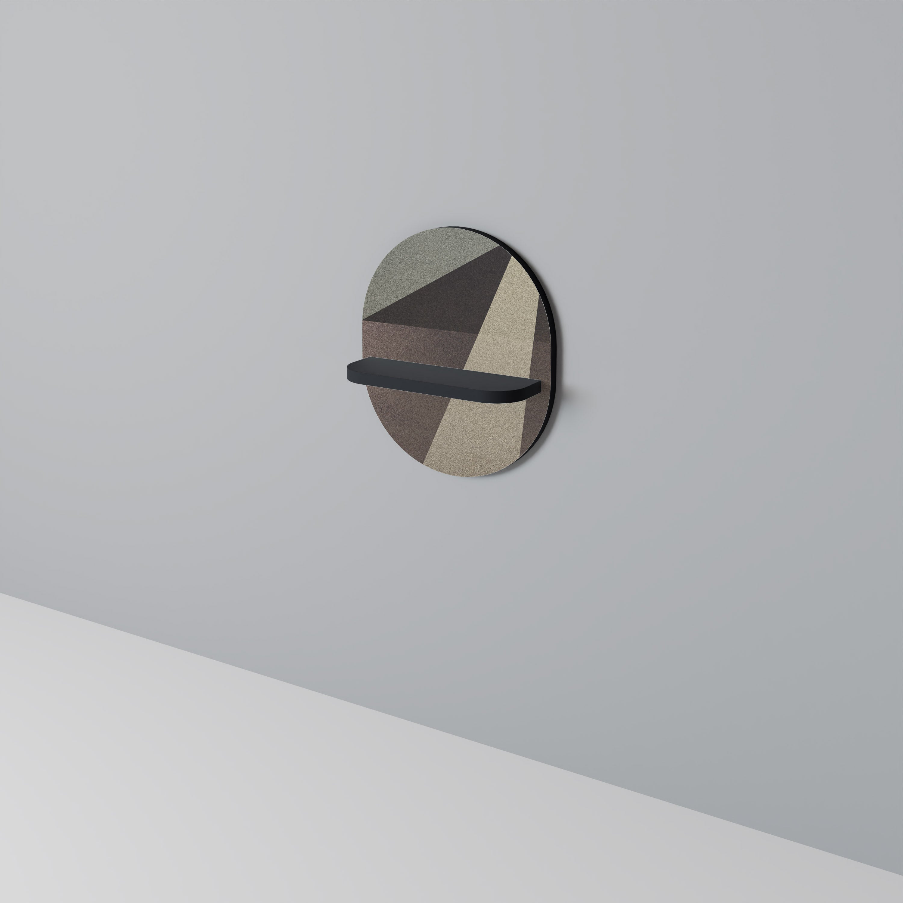 BEIGE GEOMETRY Oval konsthylla i svart finish