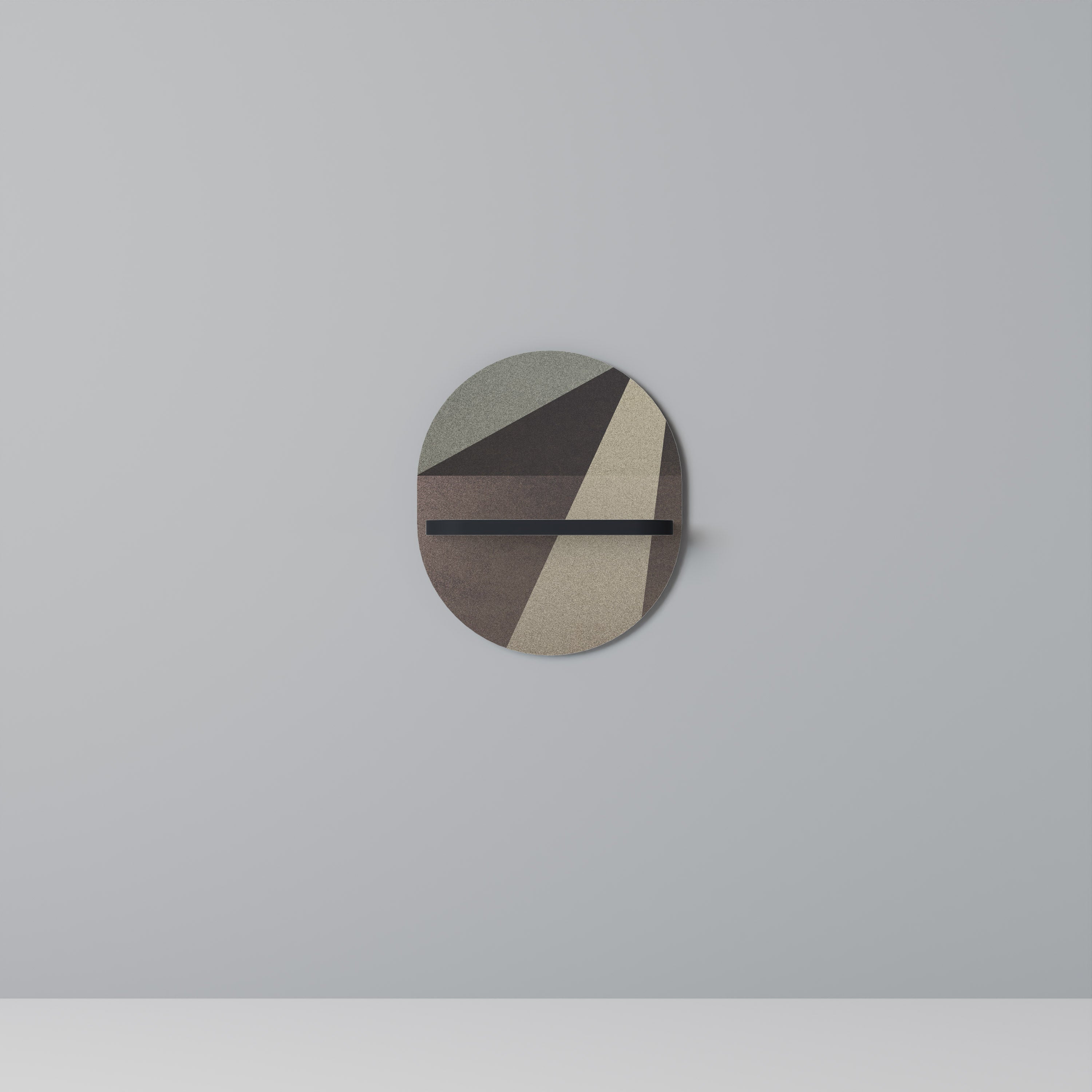 BEIGE GEOMETRY Oval konsthylla i svart finish