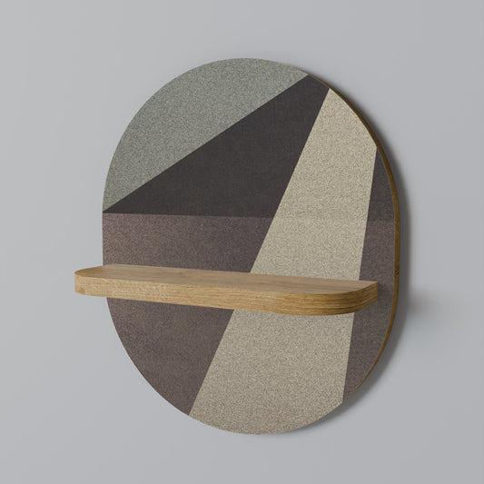 BEIGE GEOMETRY Oval konsthylla i ekeffekt