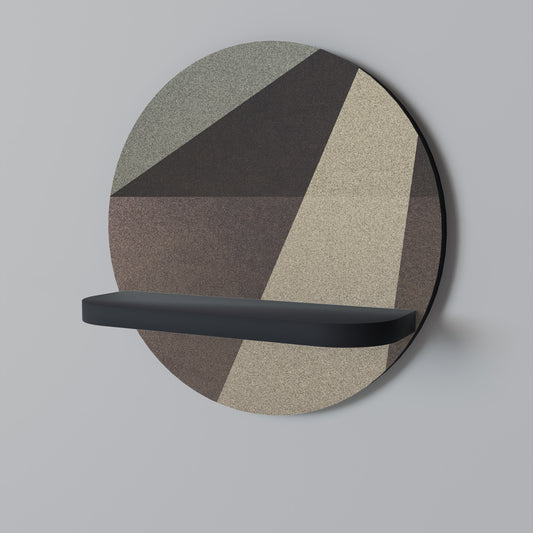 BEIGE GEOMETRY Rund konsthylla i svart finish