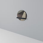 BEIGE GEOMETRY Round Art Shelf In Black Finish