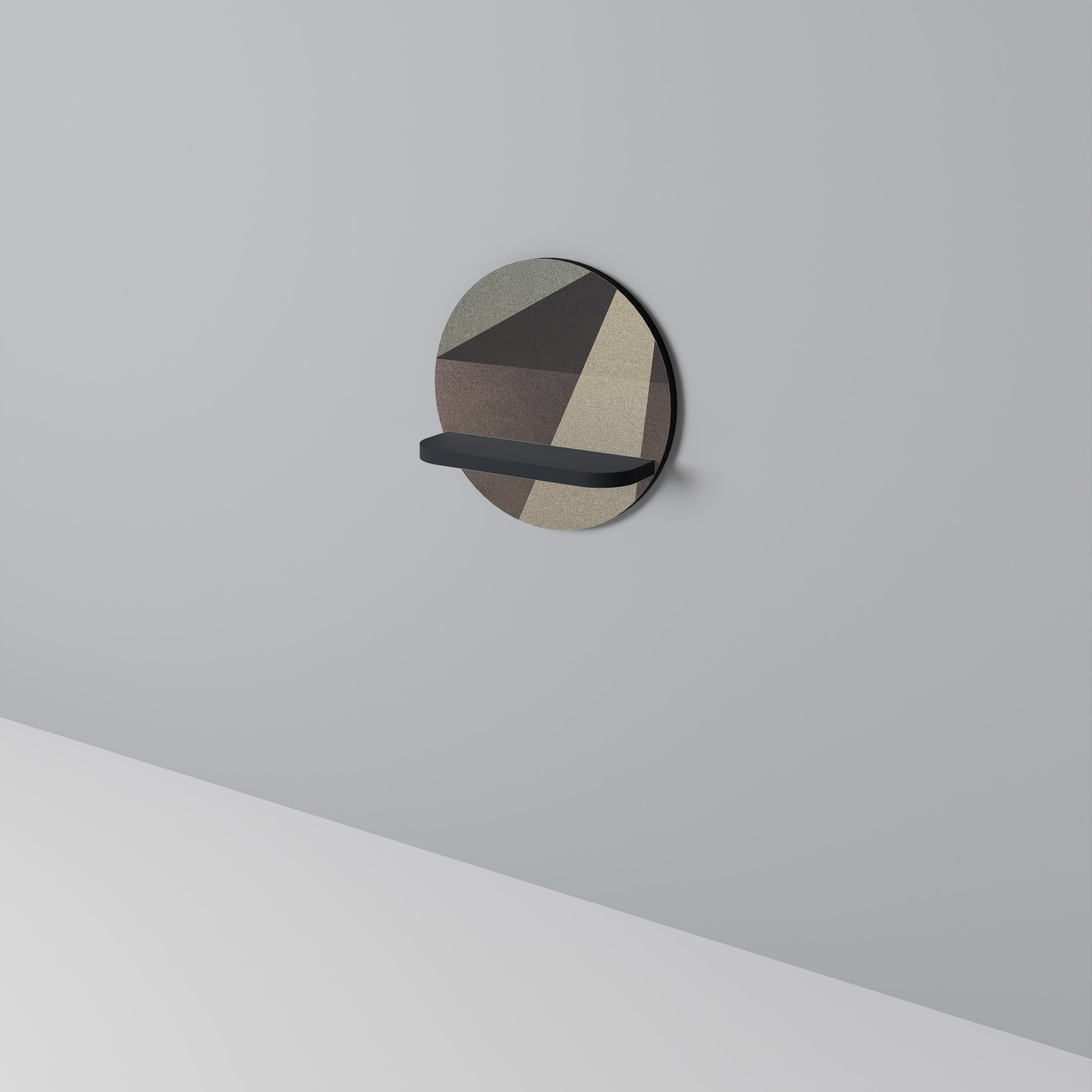 BEIGE GEOMETRY Rund konsthylla i svart finish