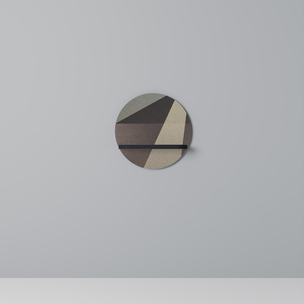 BEIGE GEOMETRY Rund konsthylla i svart finish