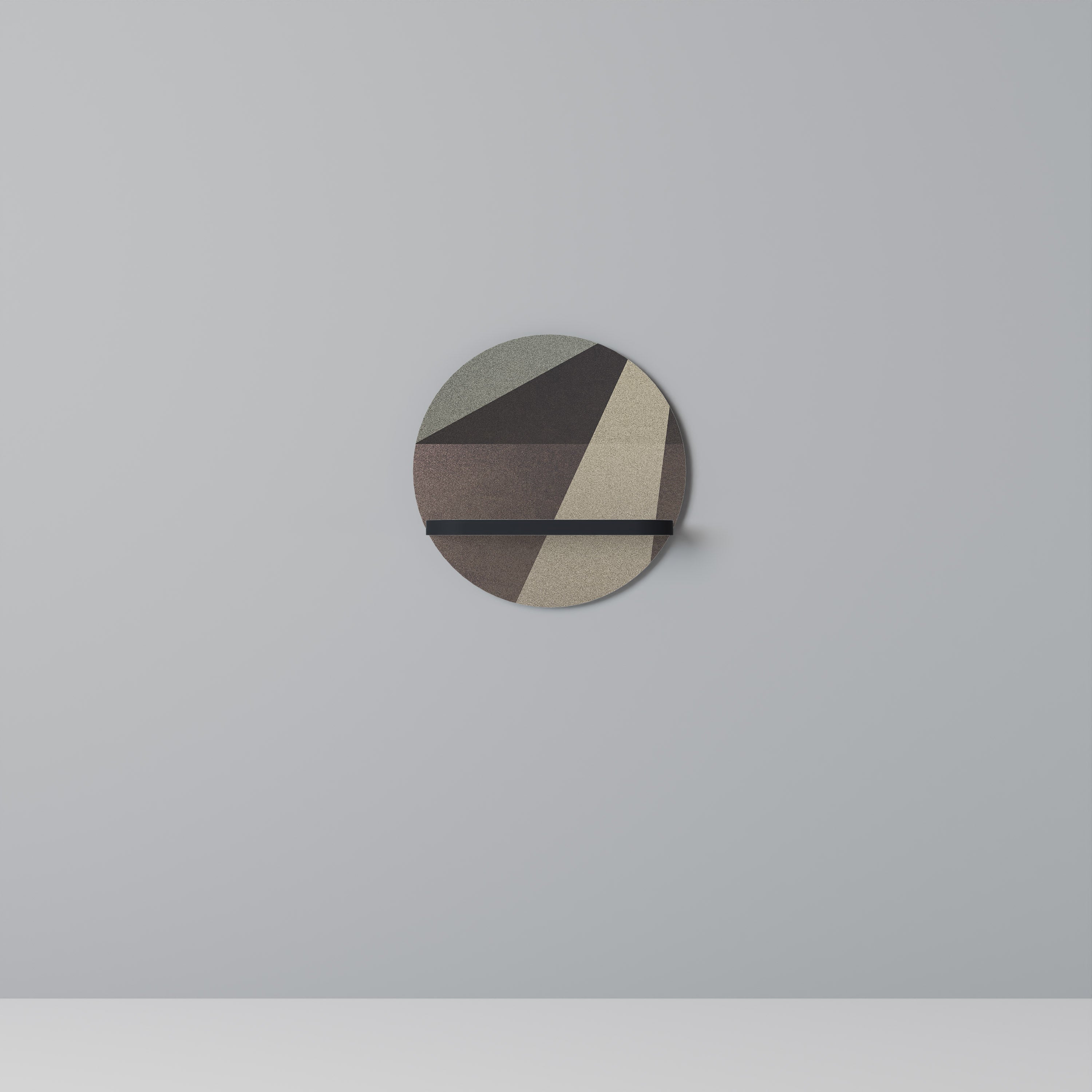 BEIGE GEOMETRY Rund konsthylla i svart finish