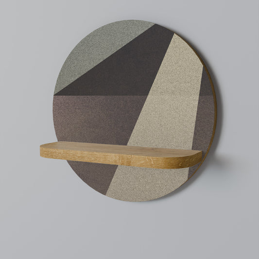 BEIGE GEOMETRY Rund konsthylla i ekeffekt