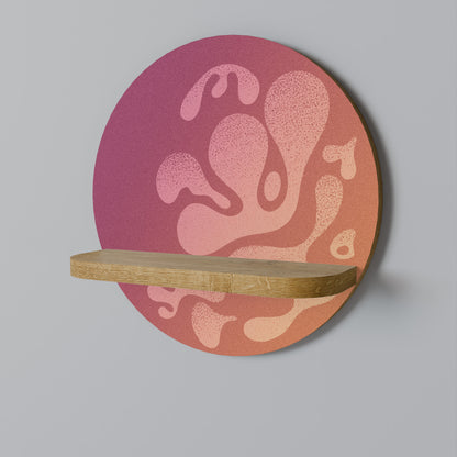 IRREGULAR PINK Round Art Shelf In Oak Effect