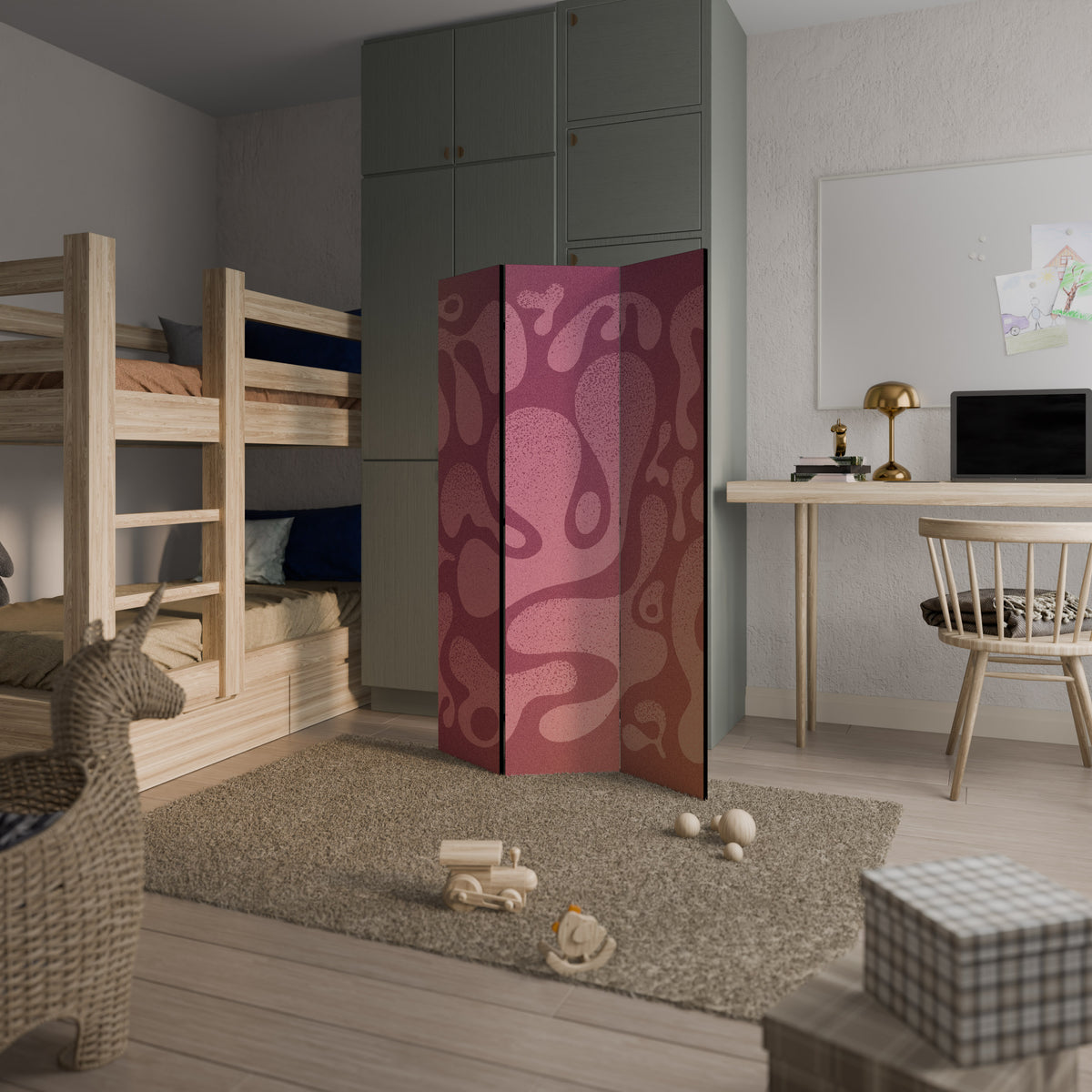 IRREGULAR PINK Dekorativ rumsavdelare – 3 paneler