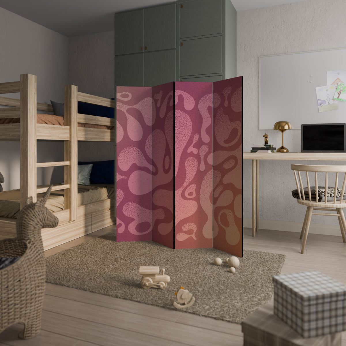 IRREGULAR PINK Rumsavdelare 4 paneler