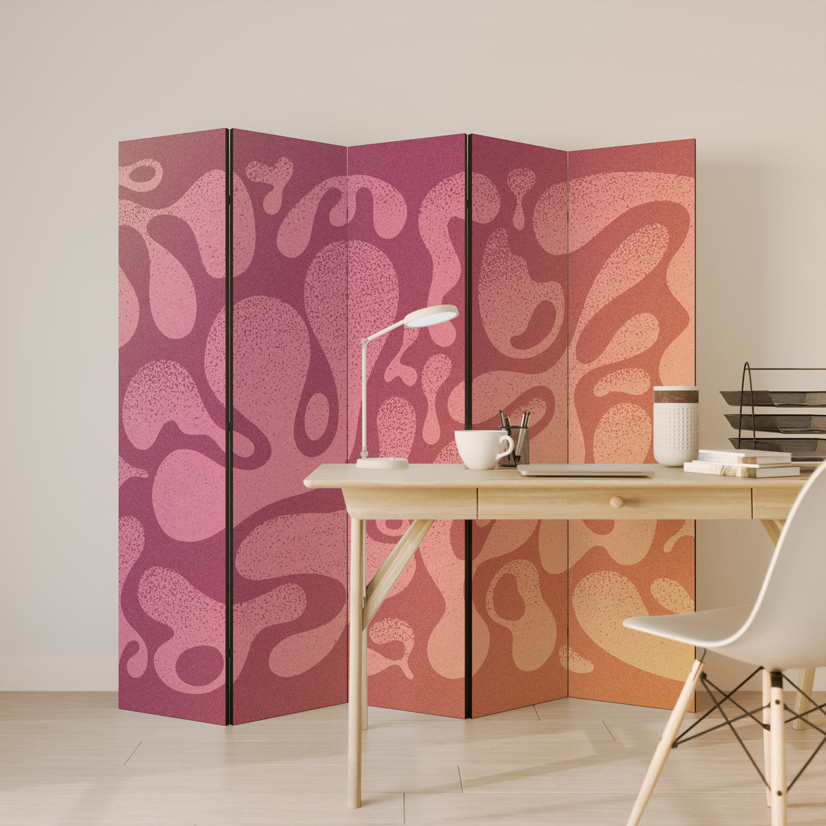 IRREGULAR PINK Dekorativ rumsavdelare – 5 paneler