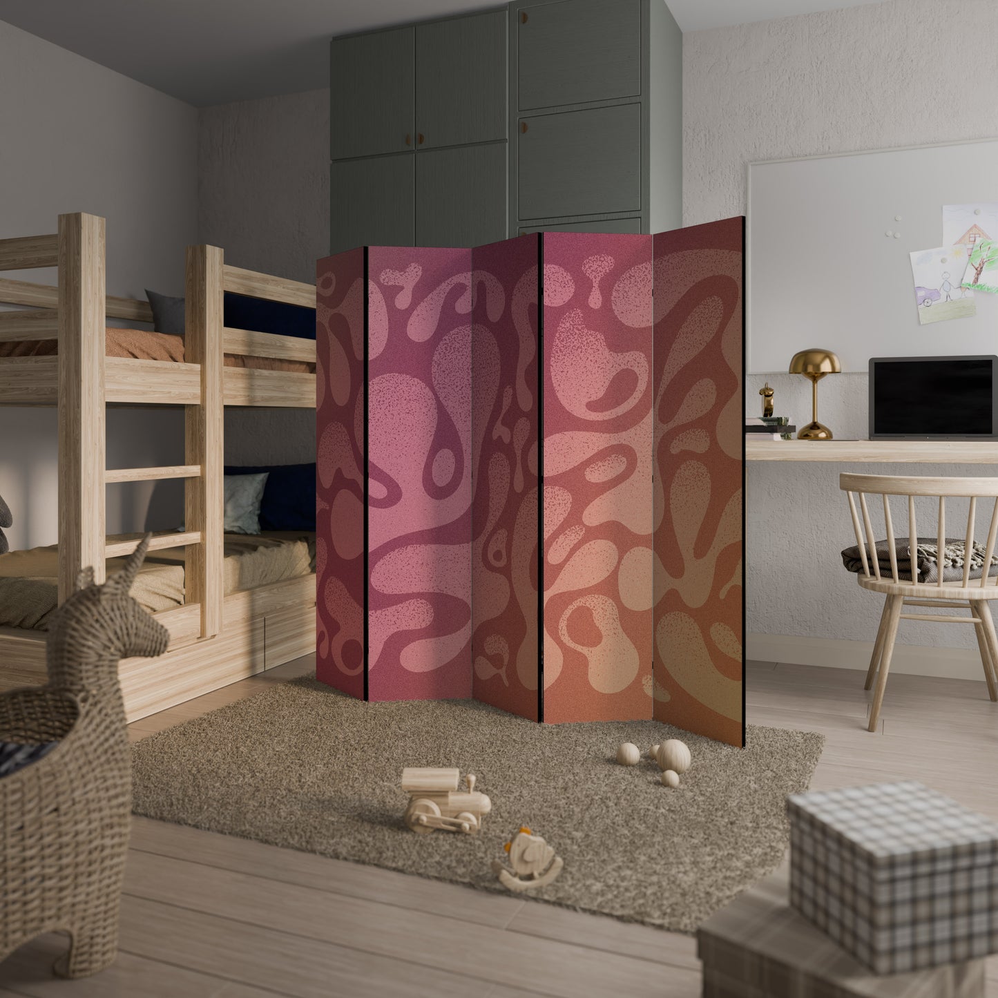 IRREGULAR PINK Dekorativ rumsavdelare – 5 paneler