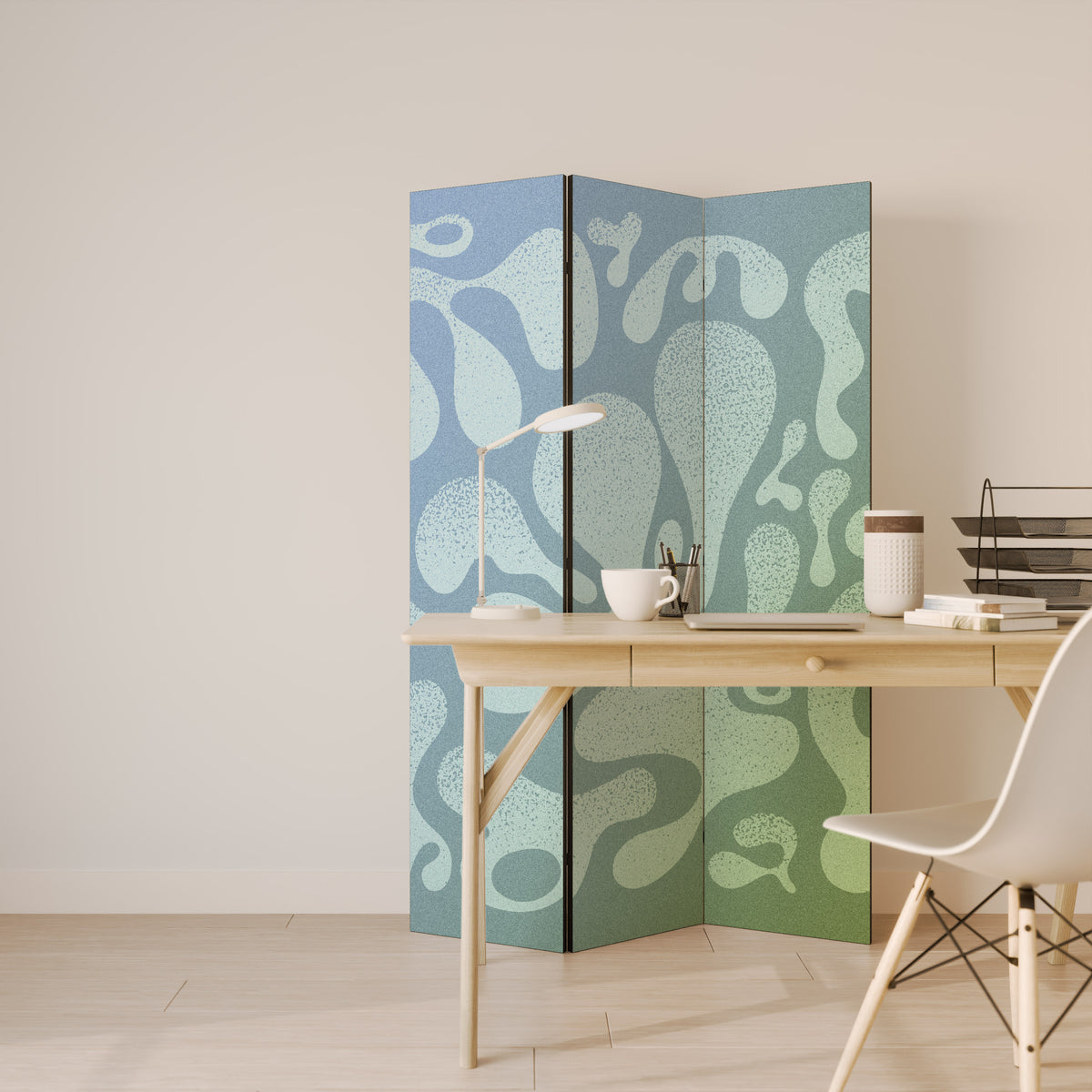 IRREGULAR BLUE Dekorativ rumsavdelare – 3 paneler