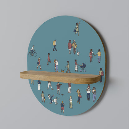 COLLECTIVE STREAM Oval konsthylla i ekeffekt