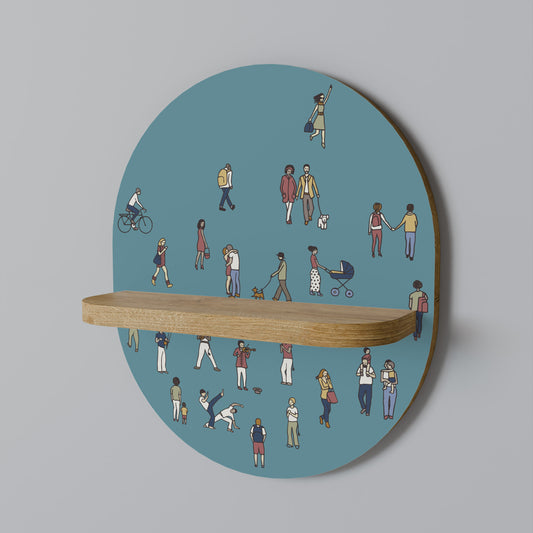 COLLECTIVE STREAM Oval konsthylla i ekeffekt