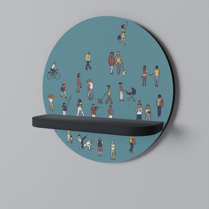 COLLECTIVE STREAM Rund konsthylla i svart finish
