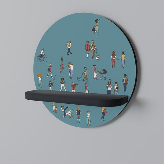 COLLECTIVE STREAM Rund konsthylla i svart finish