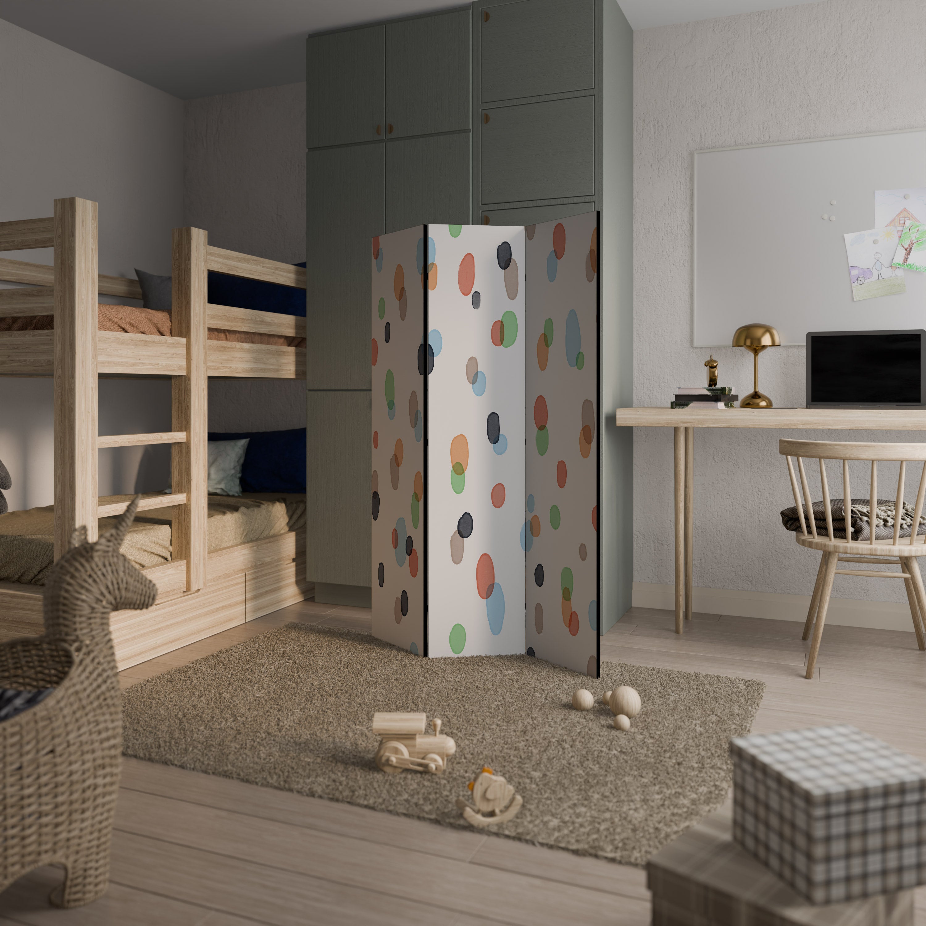 ENERGETIC SPOTS 3-Panel Room Divider