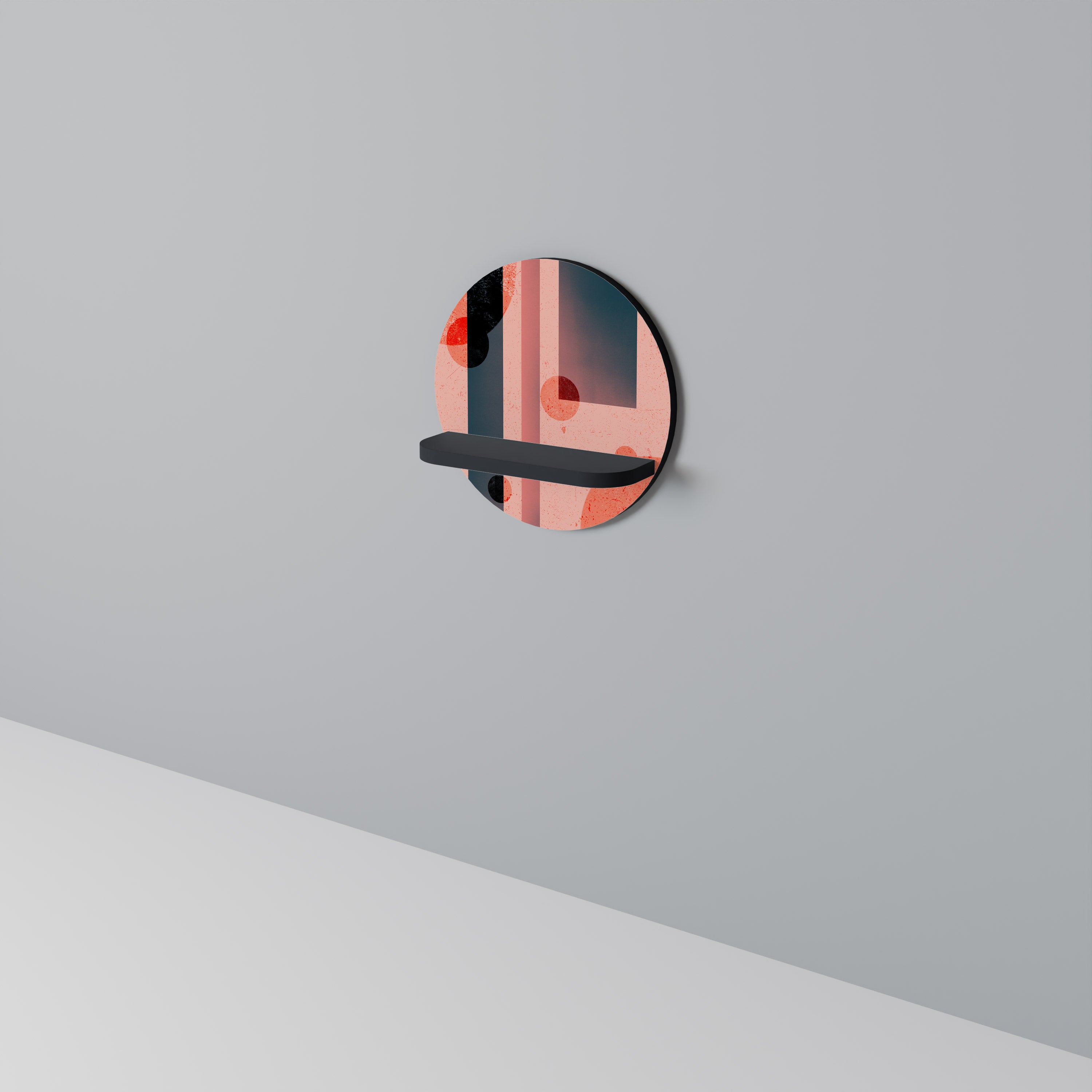BLUSHED SPECTRUM Rund konsthylla i svart finish
