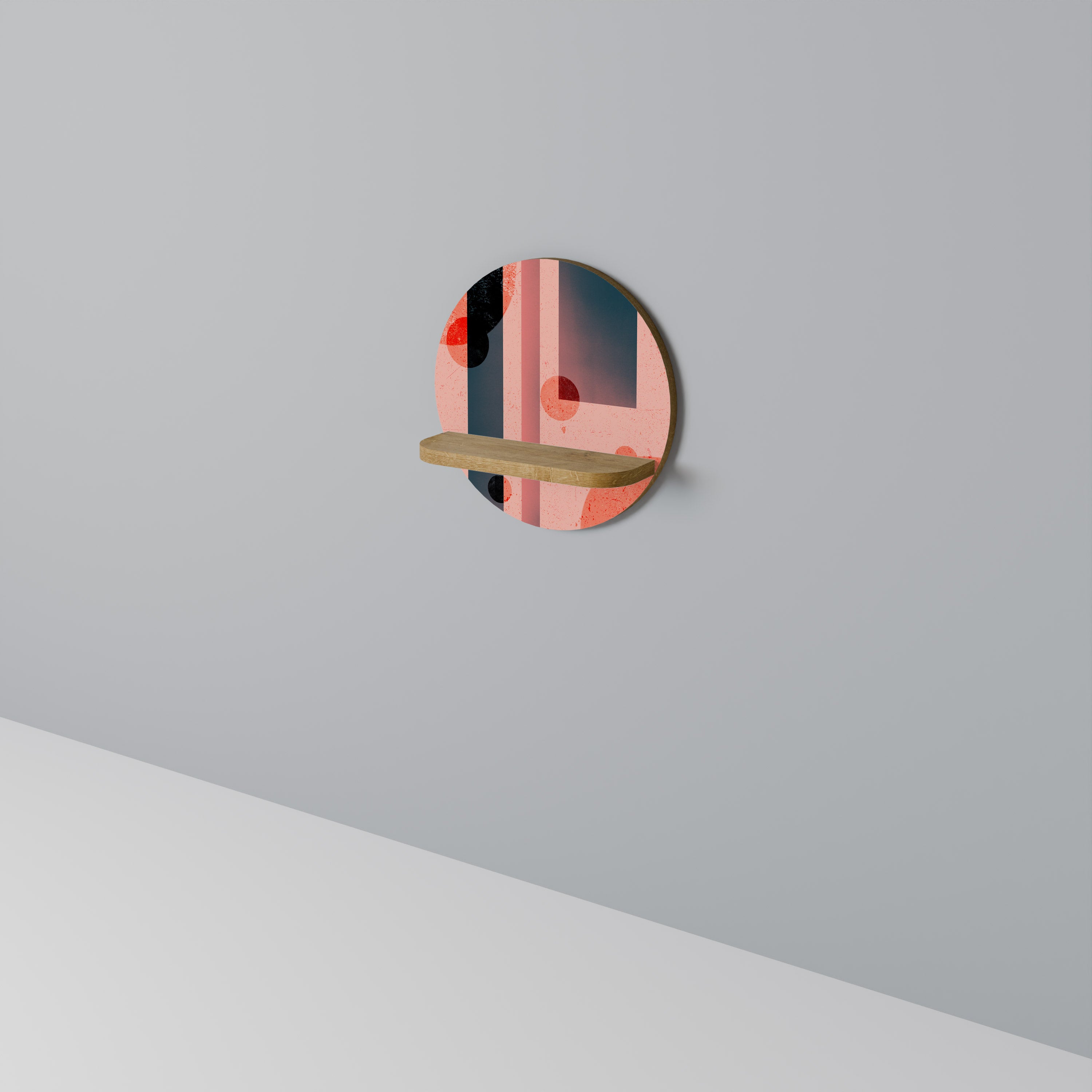 BLUSHED SPECTRUM Rund Konsthylla I Ekeffekt