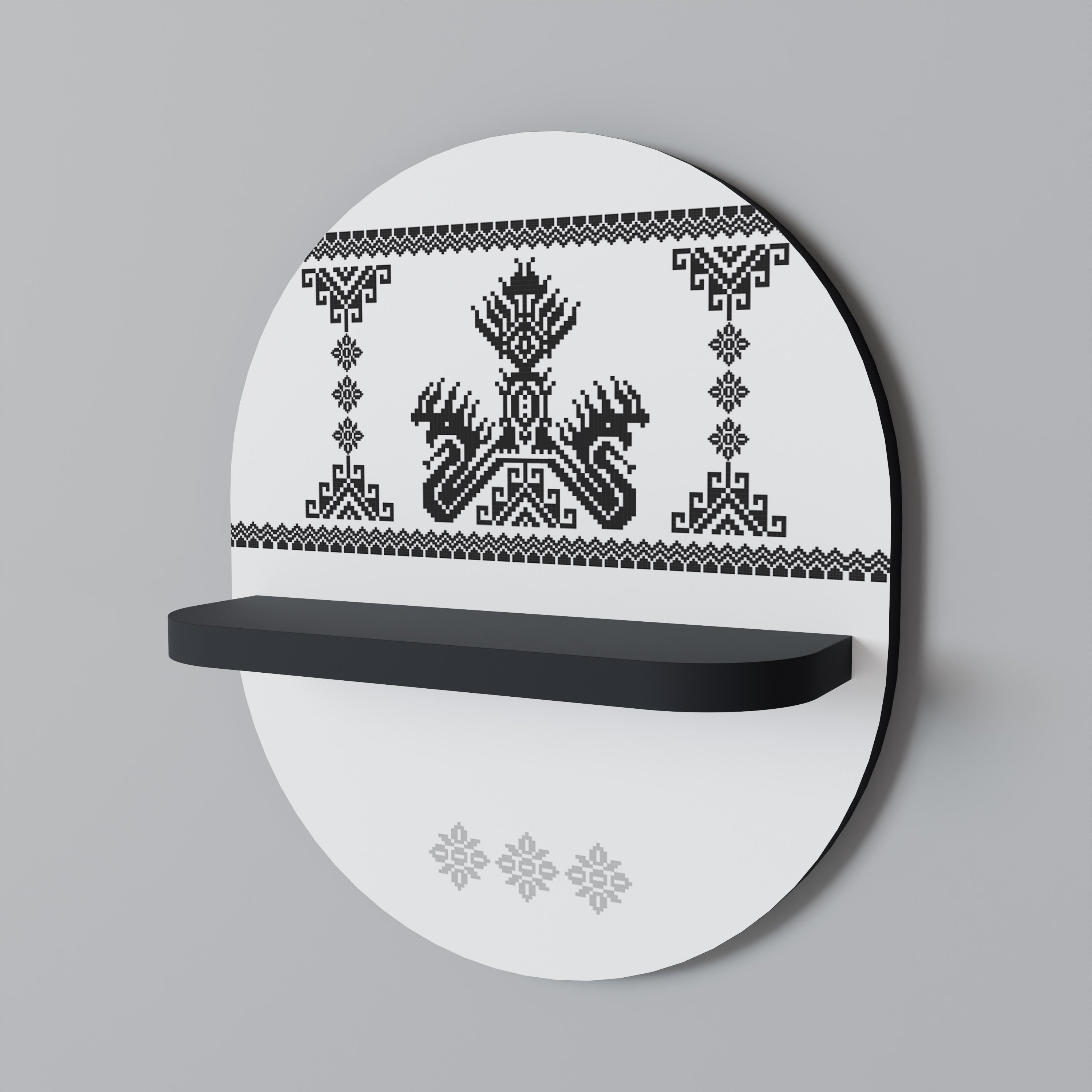 MYTHIC STITCH Oval konsthylla i svart finish