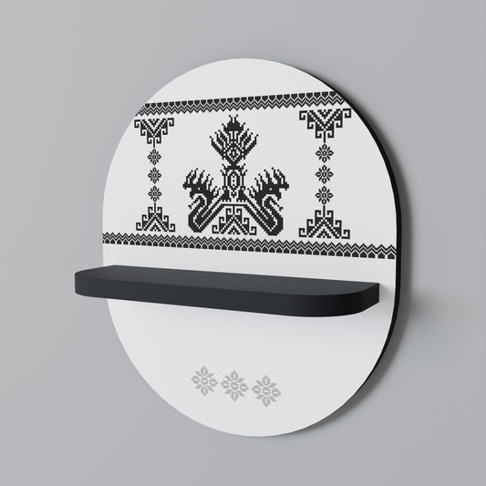 MYTHIC STITCH Oval konsthylla i svart finish