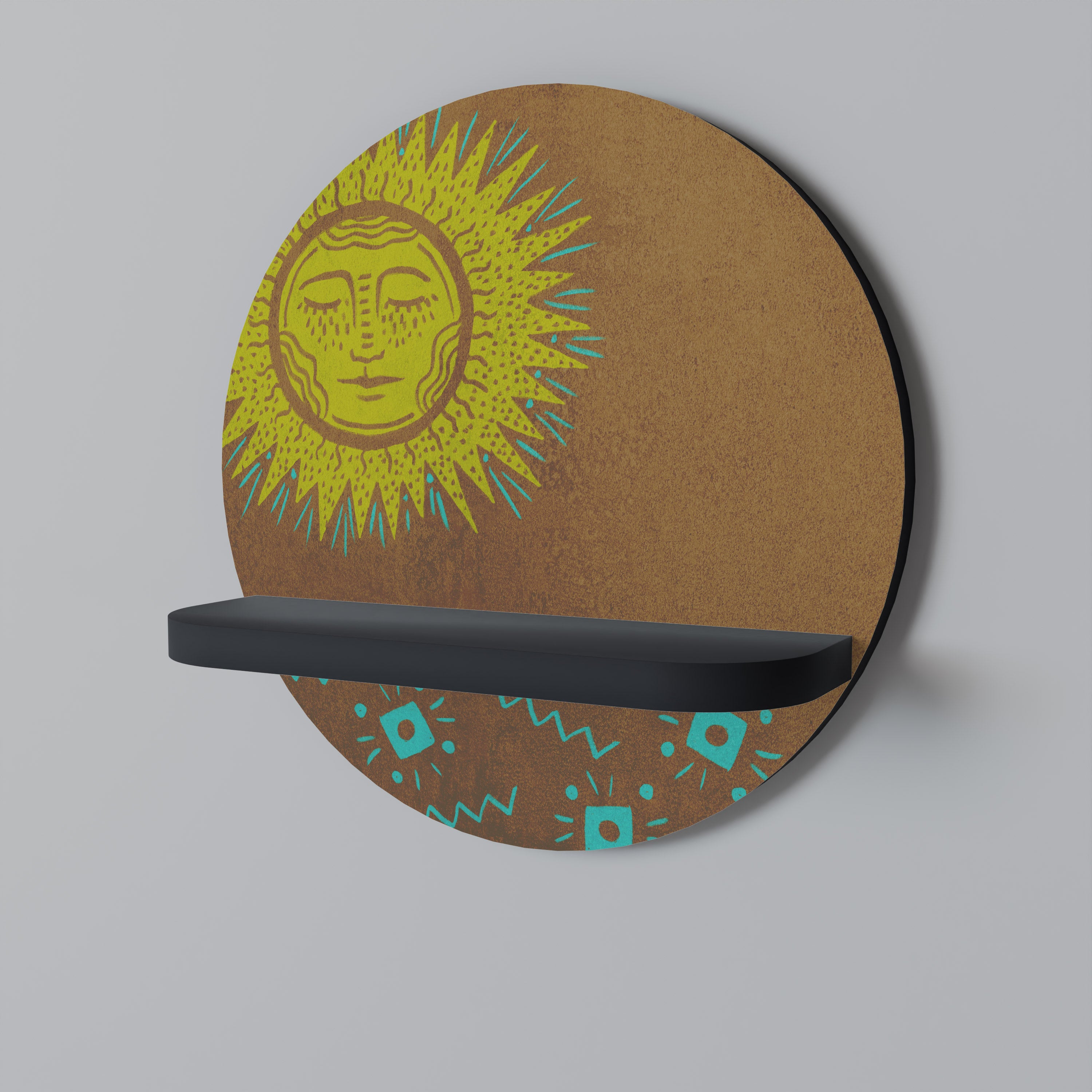 SUNSHINE PRAISE Rund konsthylla i svart finish