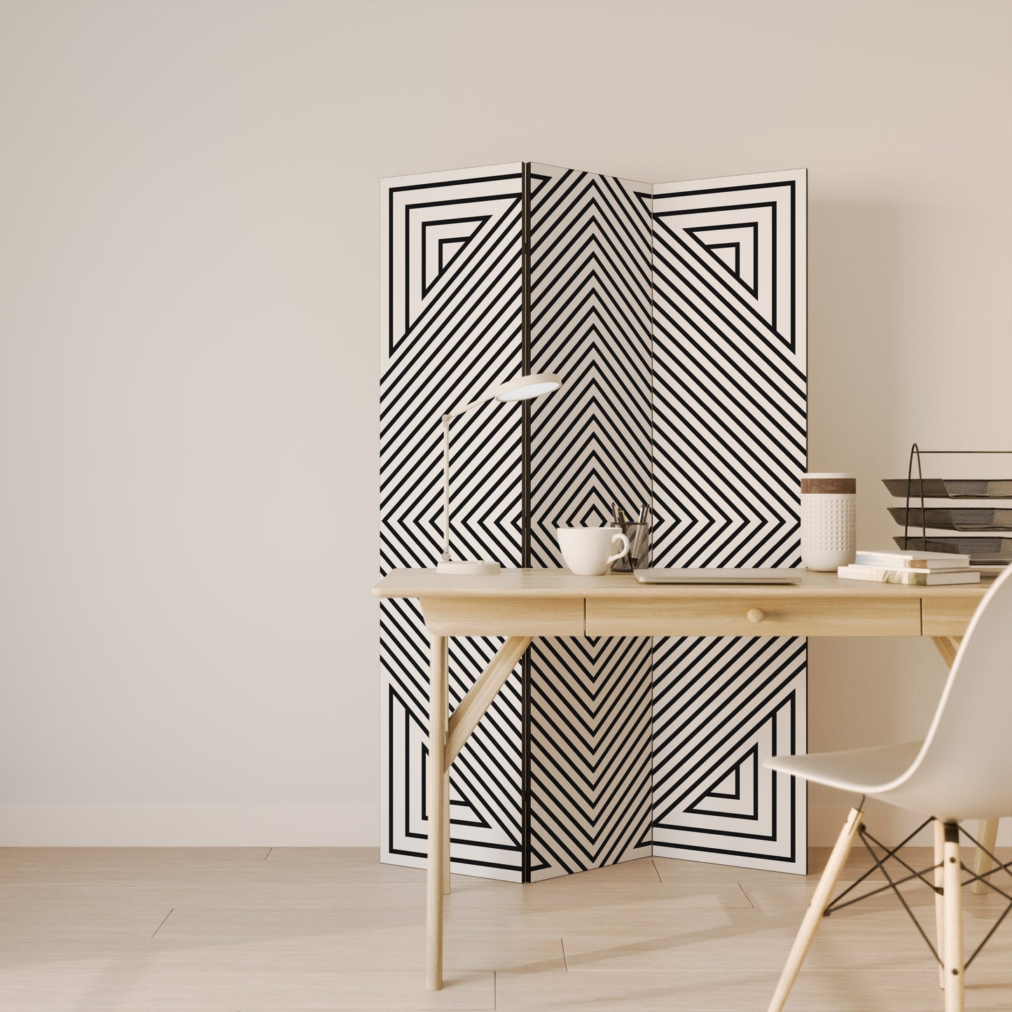 POLYGON ILLUSION Dekorativ rumsavdelare med 3 paneler