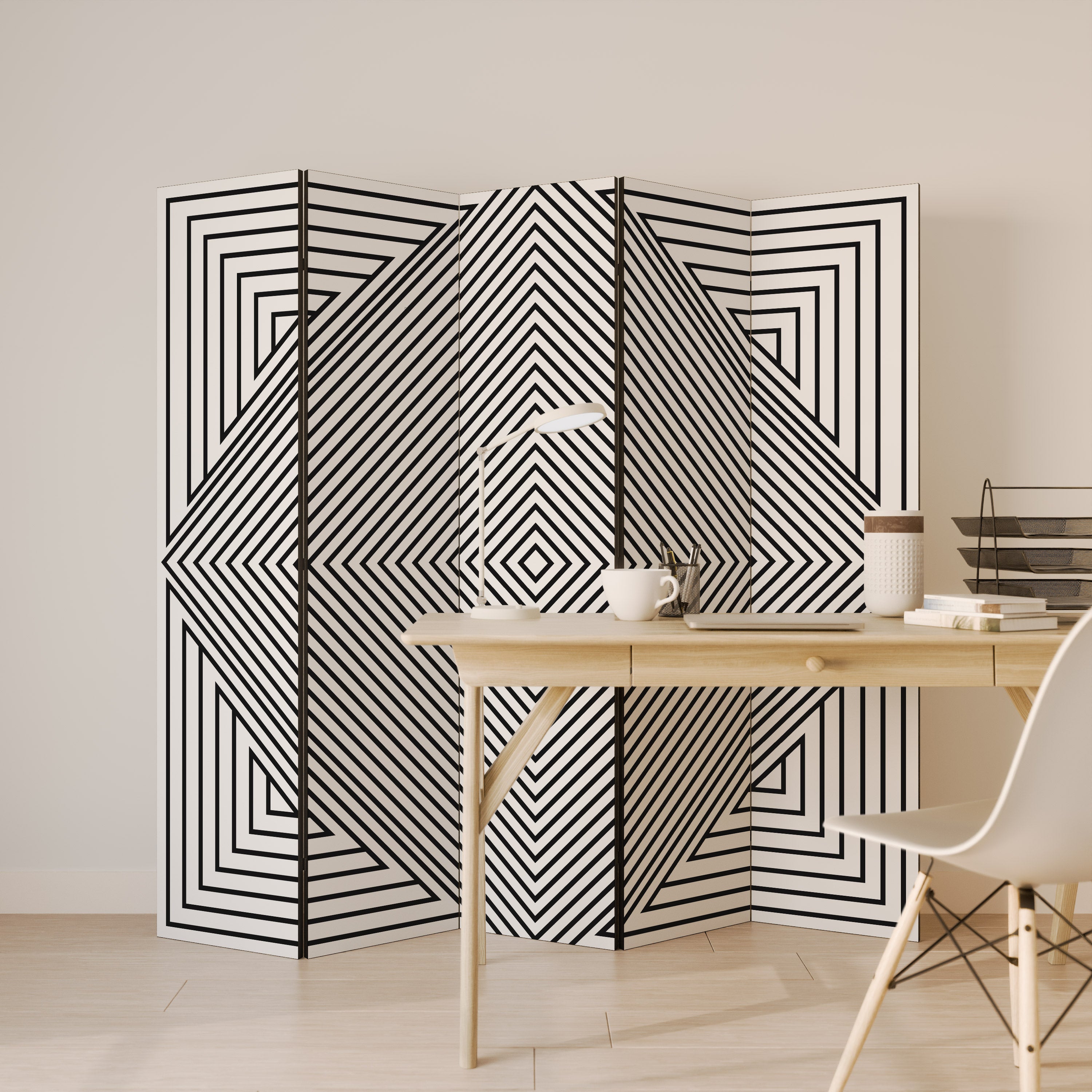 POLYGON ILLUSION Dekorativ rumsavdelare – 5 paneler