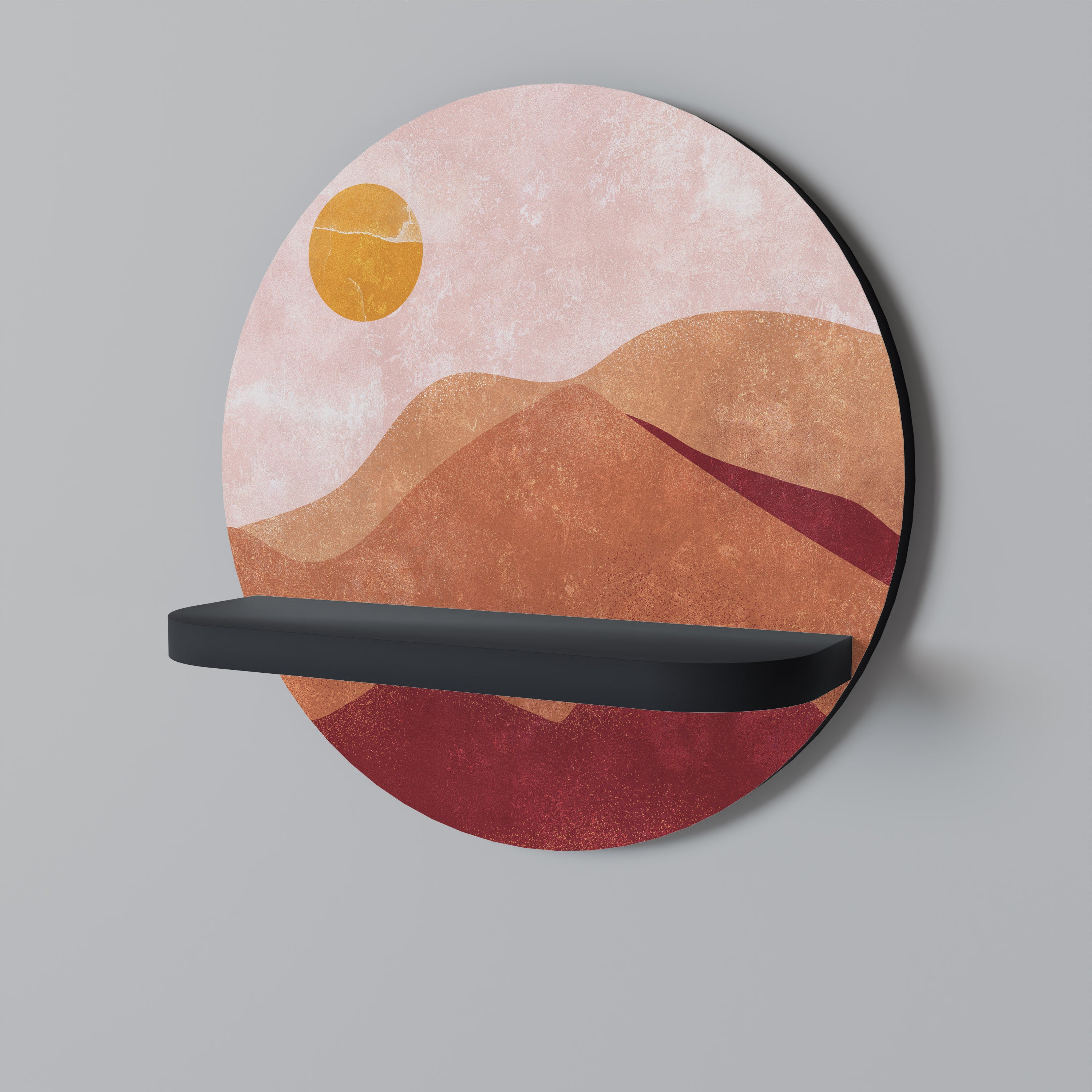LIMINOUS SUNLIGHT Rund konsthylla i svart finish