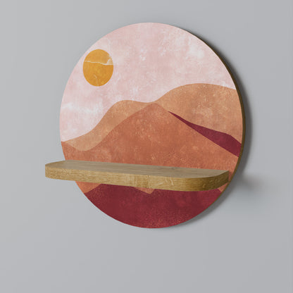 LUMINOUS SUNLIGHT Round Art Shelf In Oak Effect