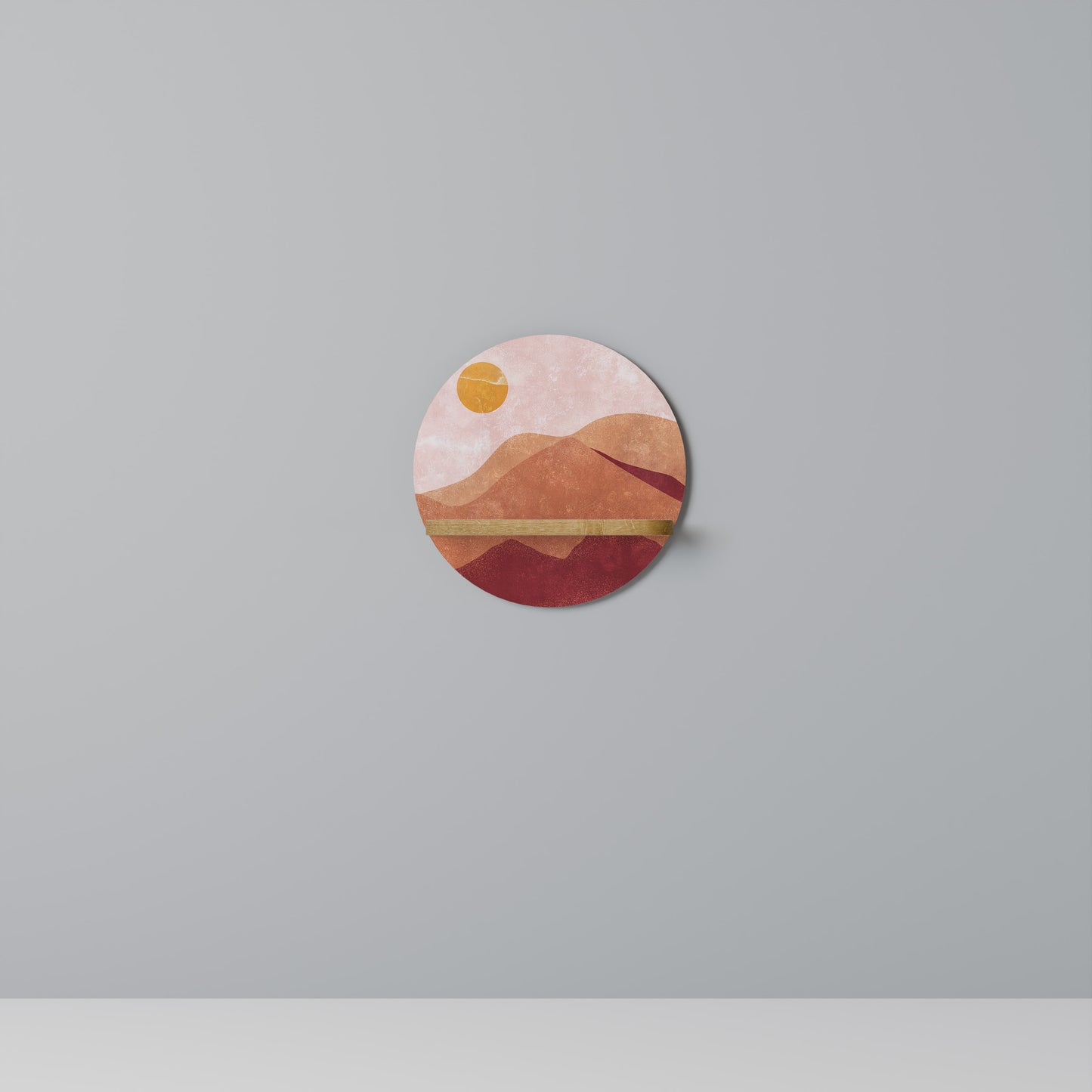 LUMINOUS SUNLIGHT Round Art Shelf In Oak Effect