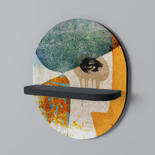 ABSTRAKT FACES Oval konsthylla i svart finish