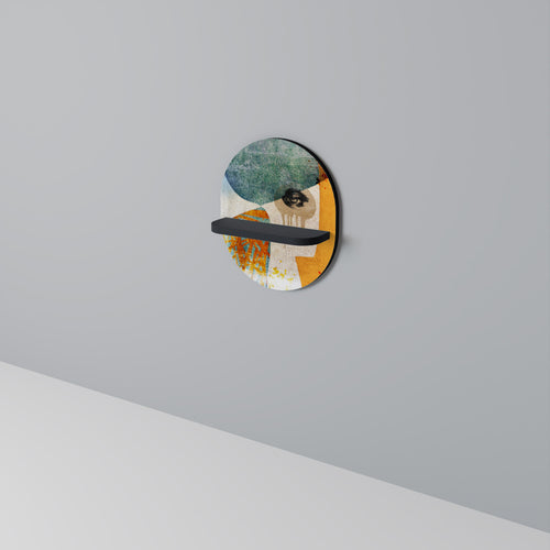 ABSTRAKT FACES Oval konsthylla i svart finish