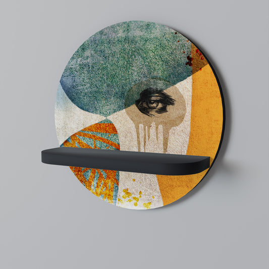 ABSTRAKT FACES Rund konsthylla i svart finish