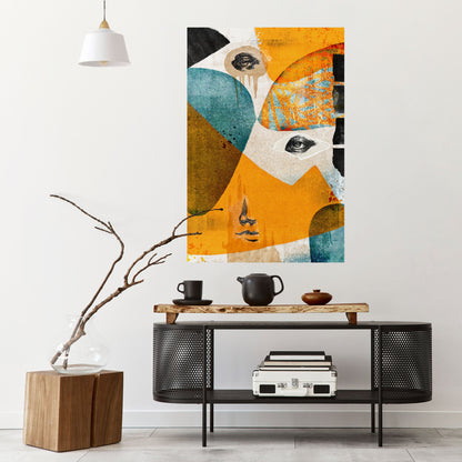 ABSTRACT FACES Peel and Stick Vertical Poster