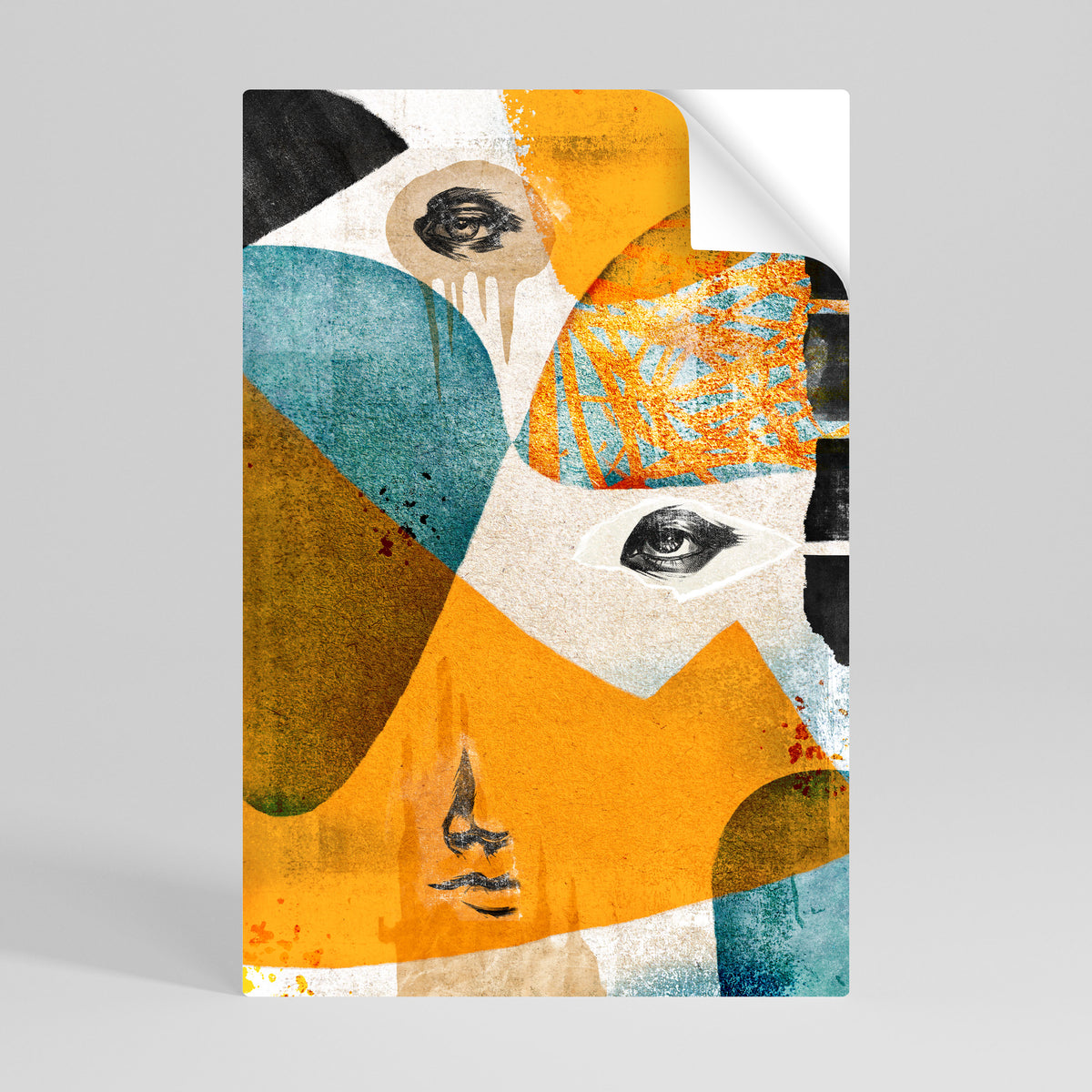 ABSTRACT FACES Självhäftande Vertikal Poster